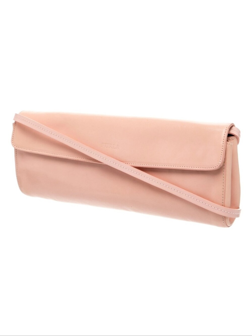 Furla Minimalist Tea Rose Pink Leather Rectangle Structured Shoulder Bag